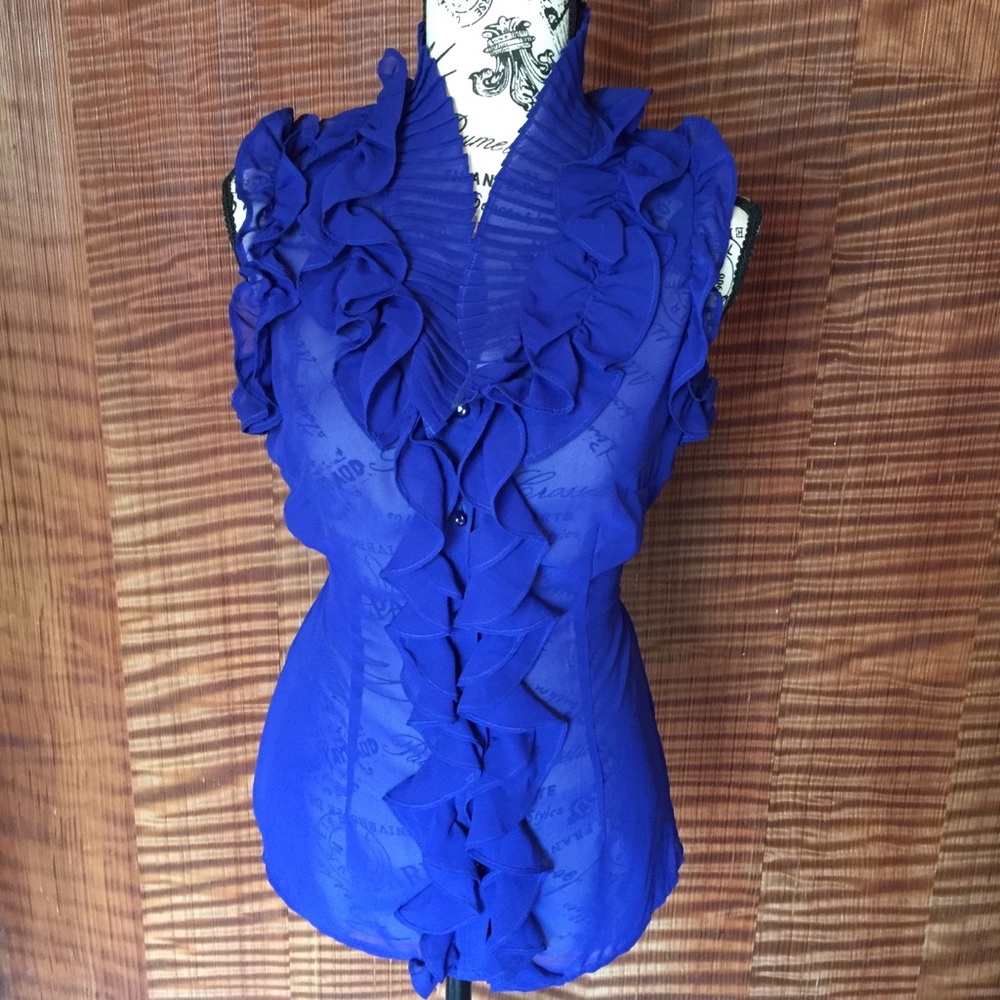 Gorgeous blue sheer blouse
